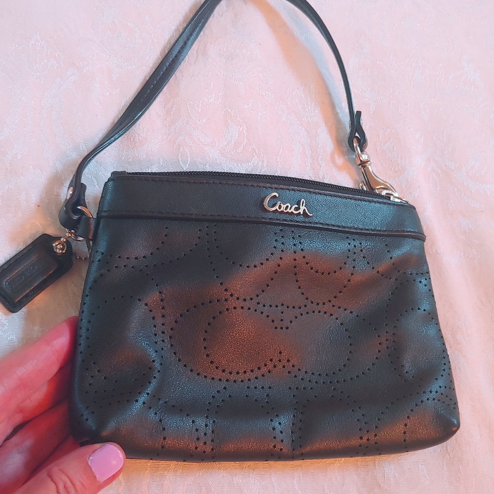 Coach Perforated Leather Signature Wristlet